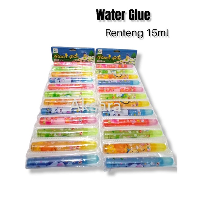 

SATU RENTENG ( 12 PCS ) Glitter Glue Water Glue Lem Stik Cair Lucu Fancy Murah 15ml