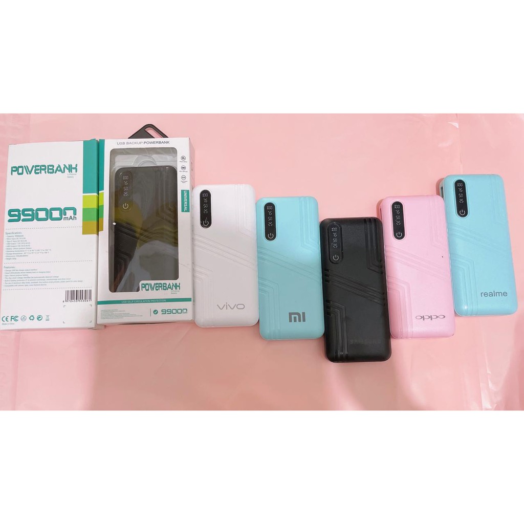 Powerbank Branded LED Lampu Warna Power Bank 99.000 MAH