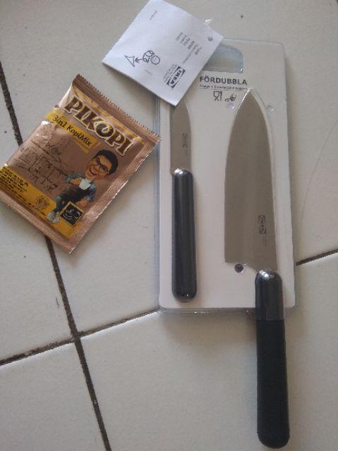 Fordubbla Pisau Dapur/knife Pisau Kupas Buah Koki Baja Set Isi 2 Pcs