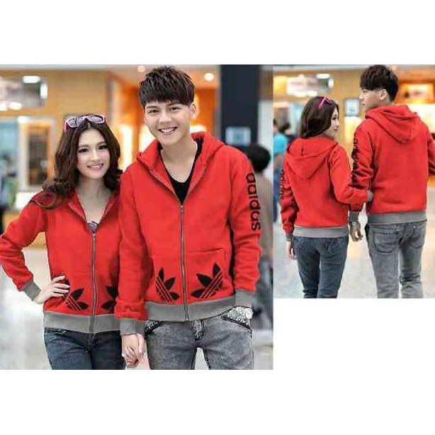 KUALITAS BAGUS COUPLE JAKET ADIDAS 03 MERAH LO COUPLE JAKET ADIDAS BABYTERRY MERAH