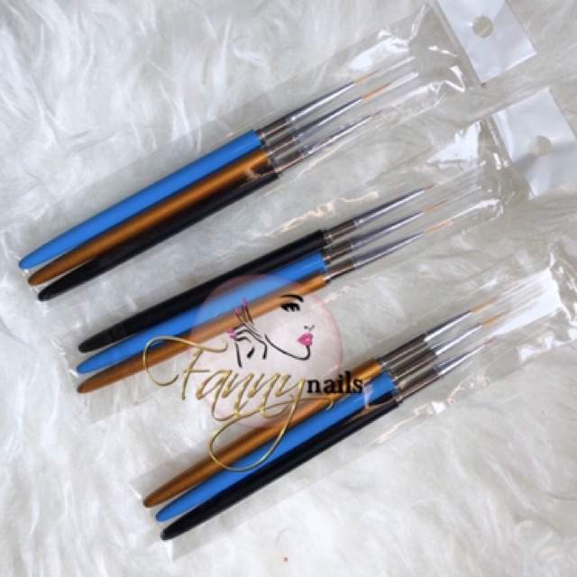 Detail 3 pcs detailed brush liner nailart nail painting kuas garis tipis