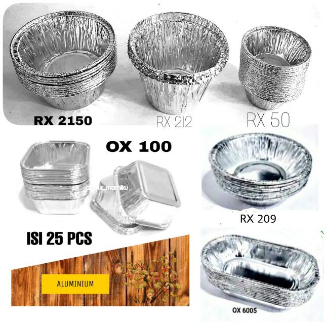 DAPURMAMI 25 Pcs Aluminium Foil Tray Cup kotak OX 100 OX 250