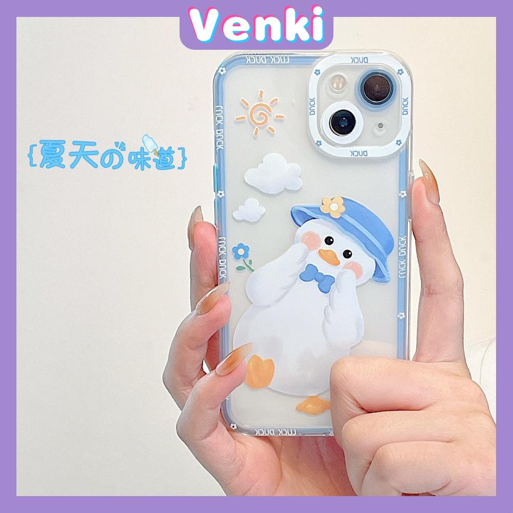 iPhone Case Silicone Soft Case Clear Case Square Edge Shockproof Protection Camera Cartoon Duck Cute Compatible For iPhone 11 iPhone 13 Pro Max iPhone 12 Pro Max iPhone 7 Plus xr