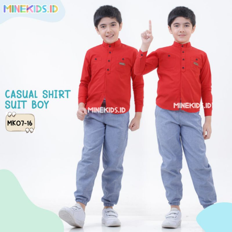 Setelan Baju Anak Laki-Laki Minekids.ID (Warna Merah)