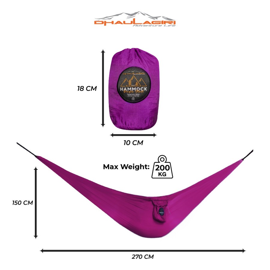 Hammock Ayunan Dhaulagiri DH Single Nest Nylon Gantung Outdoor