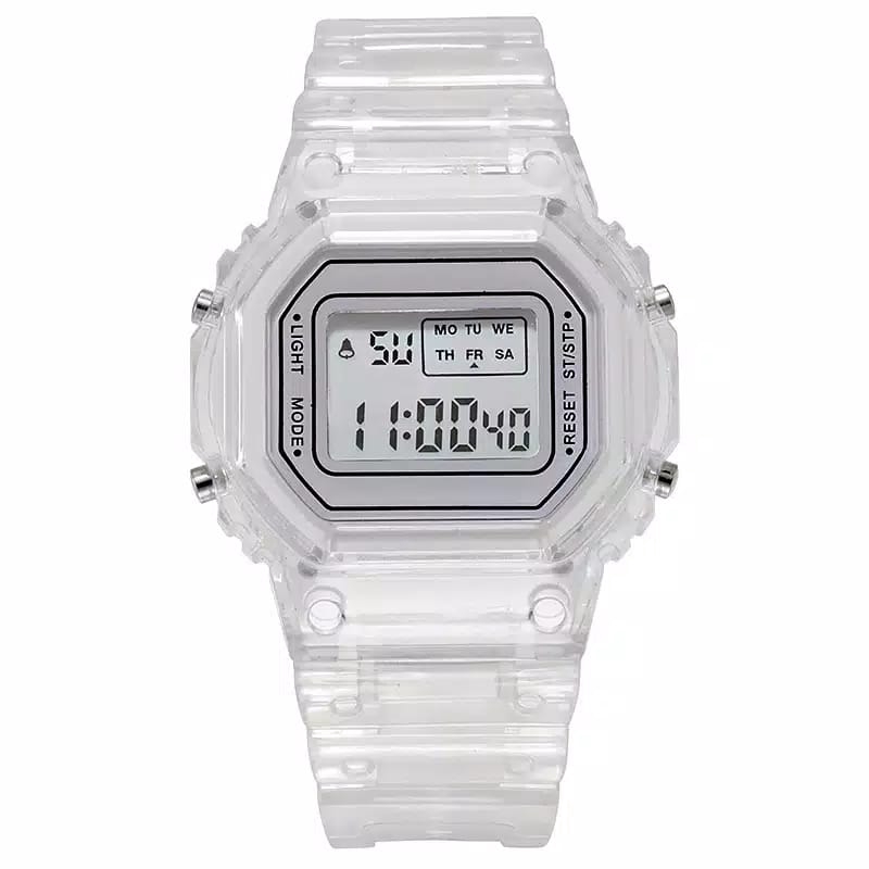 Jam Tangan Wanita Fashion Korea Style Digital Sport LNR 1175 tali transparan