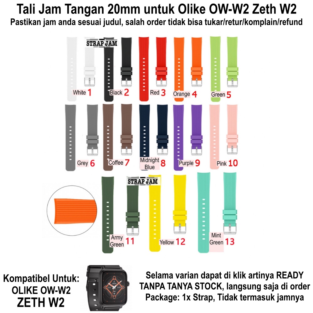 M42 Tali Jam Olike OW-W2 Zeth W2 - Strap 20mm Rubber Silikon Sporty