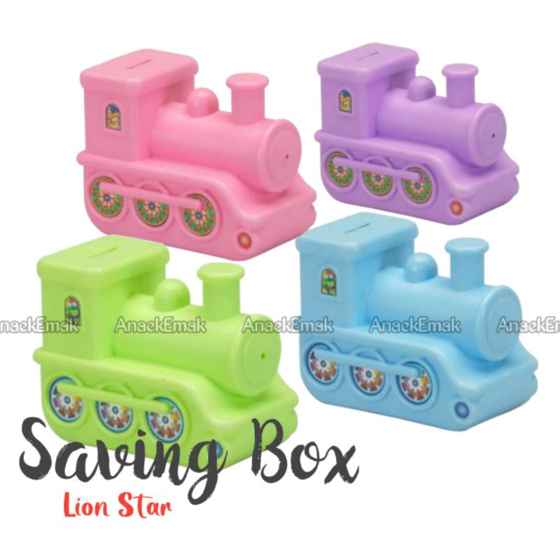 Celengan anak menabung lion star model mobil kereta ice cream pink ungu hijau biru