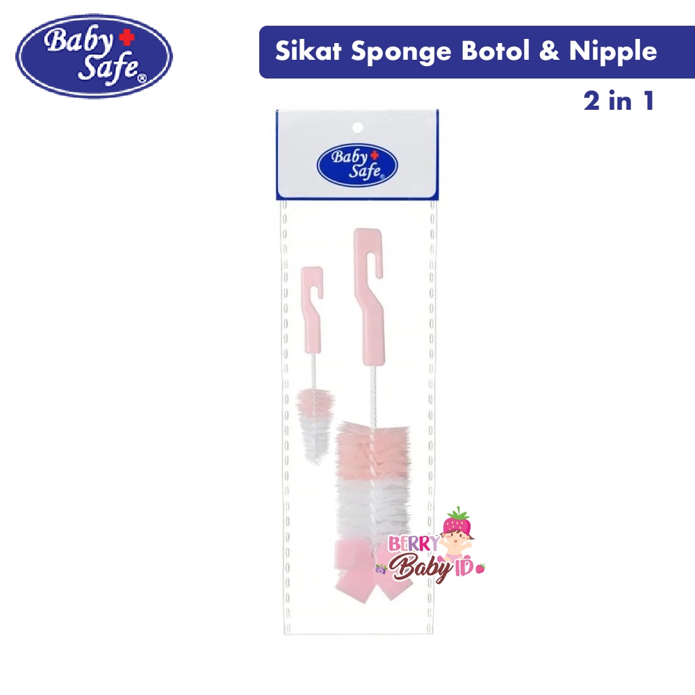 Baby Safe Bottle Nipple Brush With Sponge Sikat Pembersih Botol Bayi Berry Mart