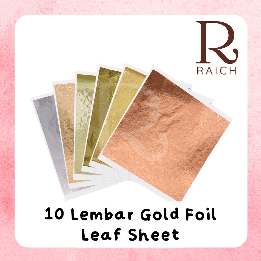 10 Lembar Gold Foil Leaf Sheet Kertas Emas Resin Nail Art Candle Craft Gilded