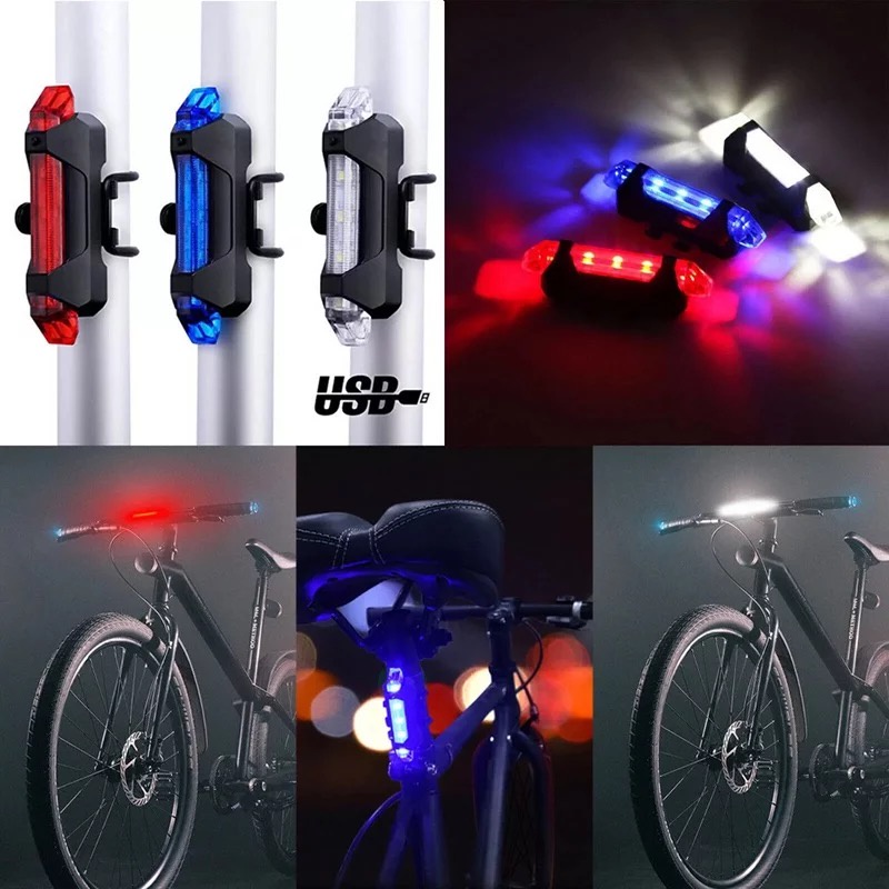 LAMPU BELAKANG SEPEDA LED USB RECHARGEABLE ANTI AIR LAMPU SEPEDA USB + KABEL CAS / LAMPU SEPEDA WATERPROOF