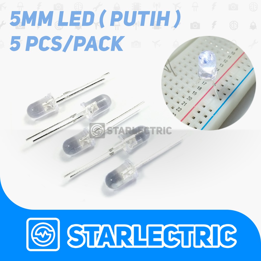 LED 5mm Putih (5pcs/pack)