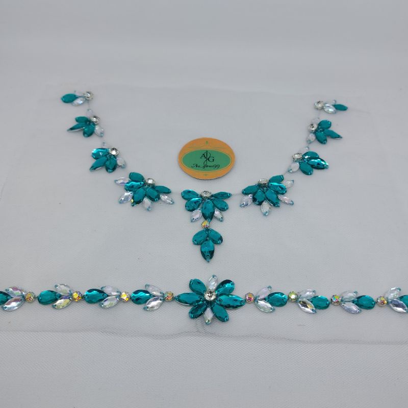 payet rangkai leher & pinggang (SATU SET)/payet rangkaimutiara diamon sintetis resin/payet rangkai l