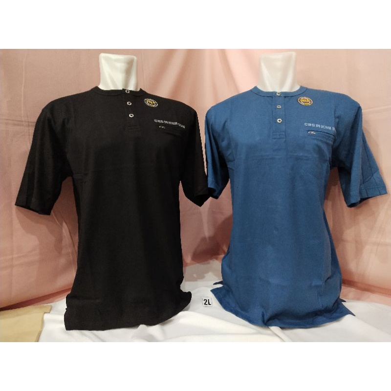 kaos CRS 91 polos kancing lengan pendek, CRS XL, XXL jumbo
