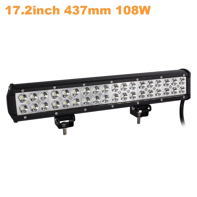 AUXMOTEC Lampu LED Spot Lightbar Mobil Truck ATV SUV 4WD 17.2 Inch 108W - A8 - Black - 7RRS0XBK