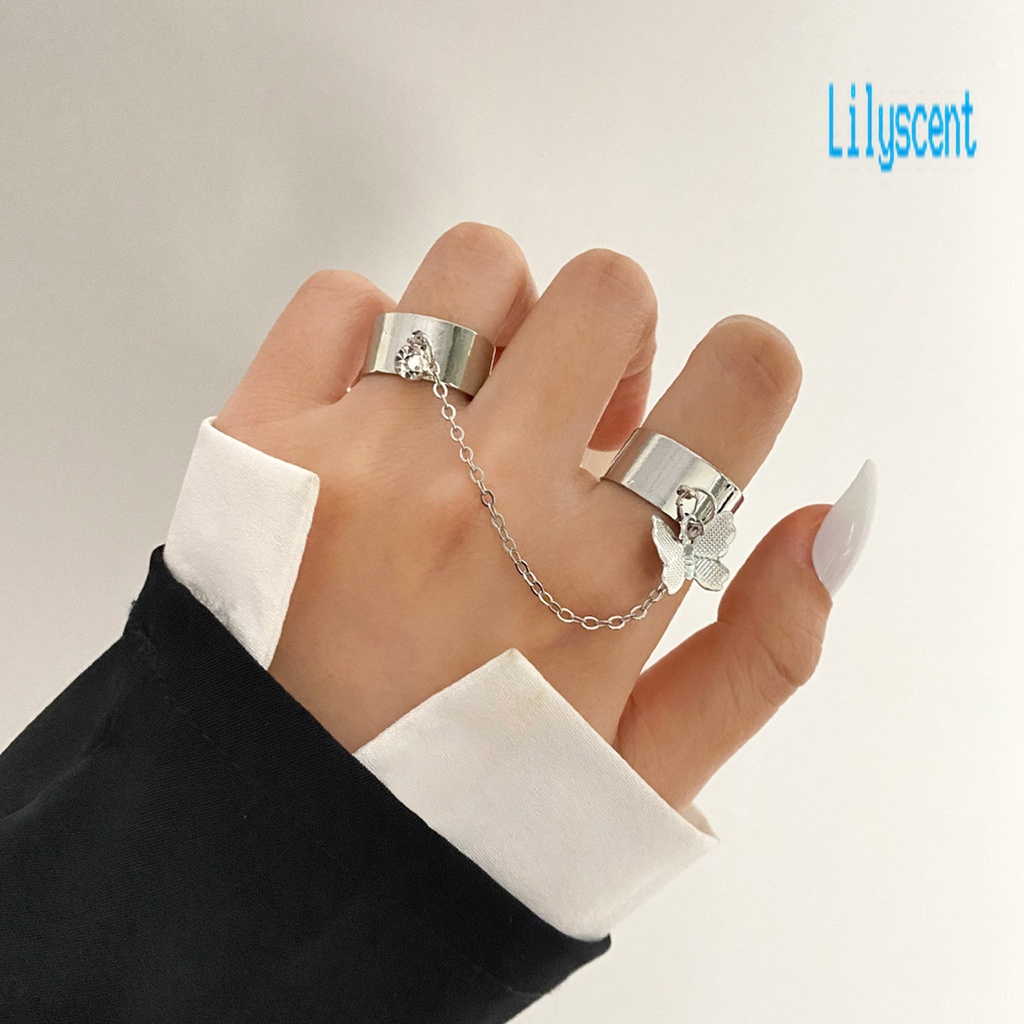 Lily 1 Set Cincin Rantai Artistik Bahan Alloy Untuk Wanita