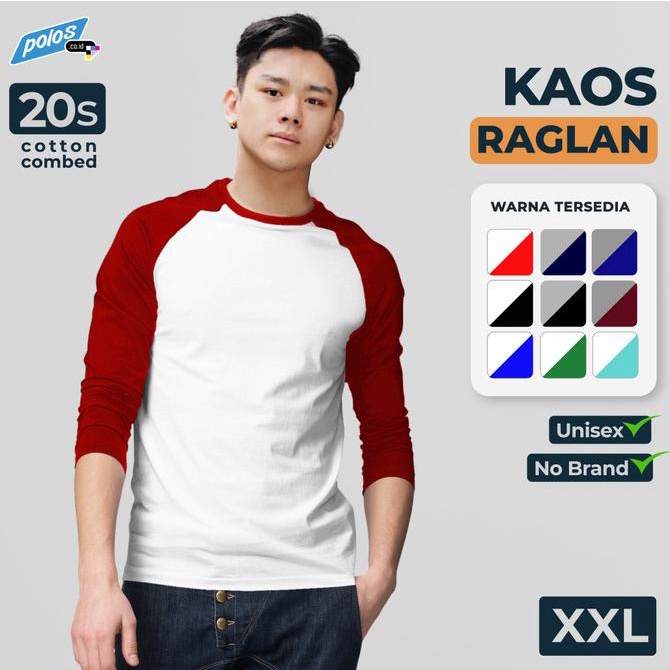 Kaos Raglan Polos Super Cotton 20S Ukuran Xxl