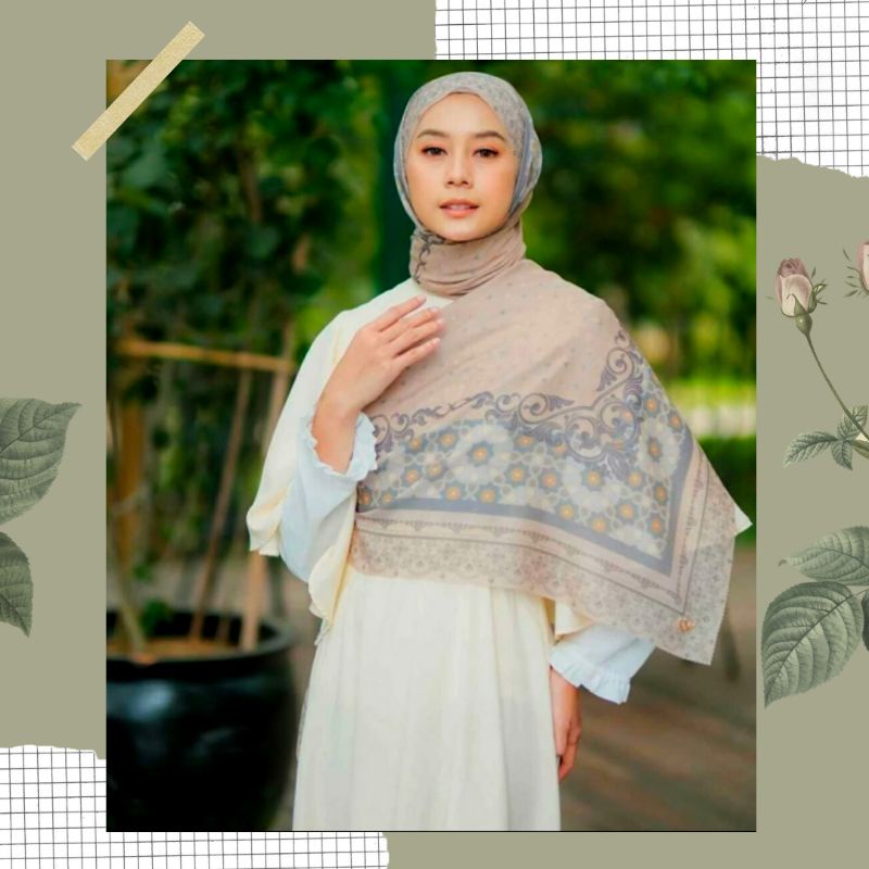 NEW JILBAB HIJAB VOAL MOTIF SYAR'I 130X130 PREMIUM SQUARE LASERCUT KERUDUNG SEGI EMPAT-KUNING