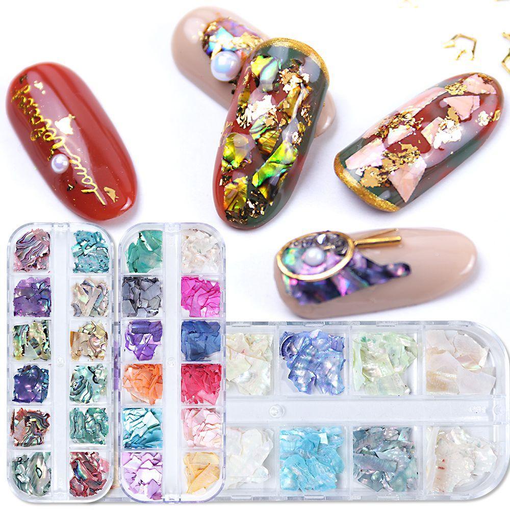 AUGUSTINA Agustina Paku Serpihan Abalone Nails Case Nail Shell Slice Paillette Irregular Flakes Sequin