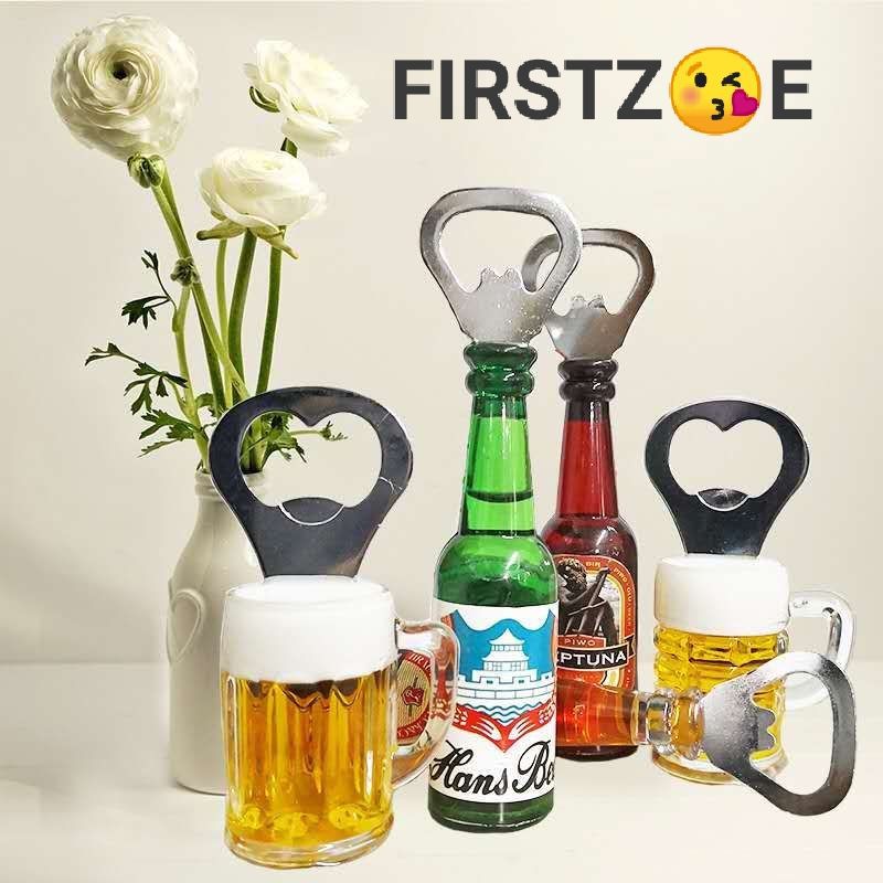 2in1 Sovenir alat pembuka tutup botol dan  magnet kulkas model botol bir dan gelas bir eropa import