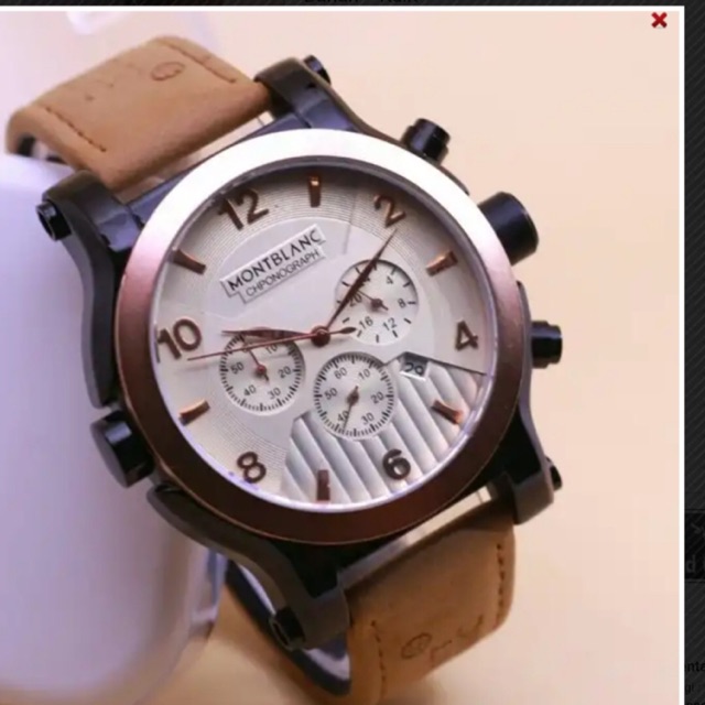 Jam tangan chrono cowok Montblanc Coklat Muda