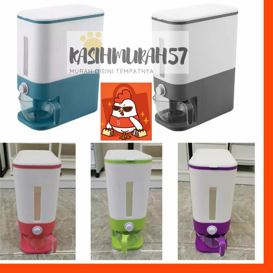 "VNM.18Ap21ѕ" TEMPAT BERAS 12L / DISPENSER BERAS 12L / TEMPAT PENYIMPANAN BERAS 12L / DISPENSER KACA