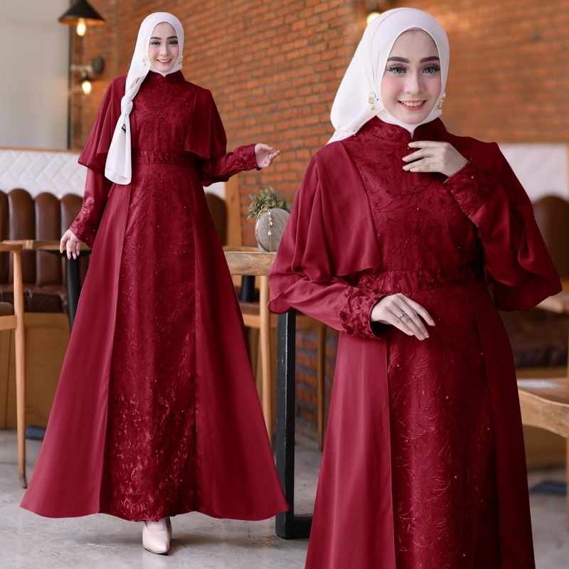 G003 - (MODEL BARU) GAMIS BRUKAT TILE MANIK REMAJA DEWASA STANDARD SAMPAI JUMBO / GAMIS KONDANGAN MEWAH