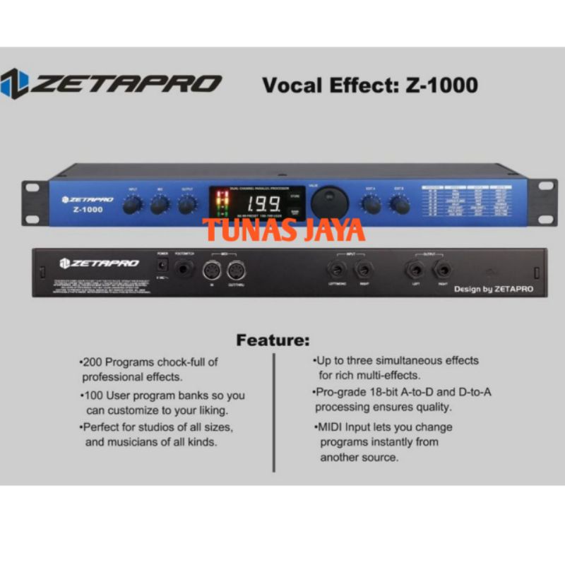 EFFECT VOCAL ZETAPRO Z1000 EFFECT ZETAPRO Z-1000 EFEK VOCAL 24 BIT SIGNAL PROCESING ZETAPRO Z1000