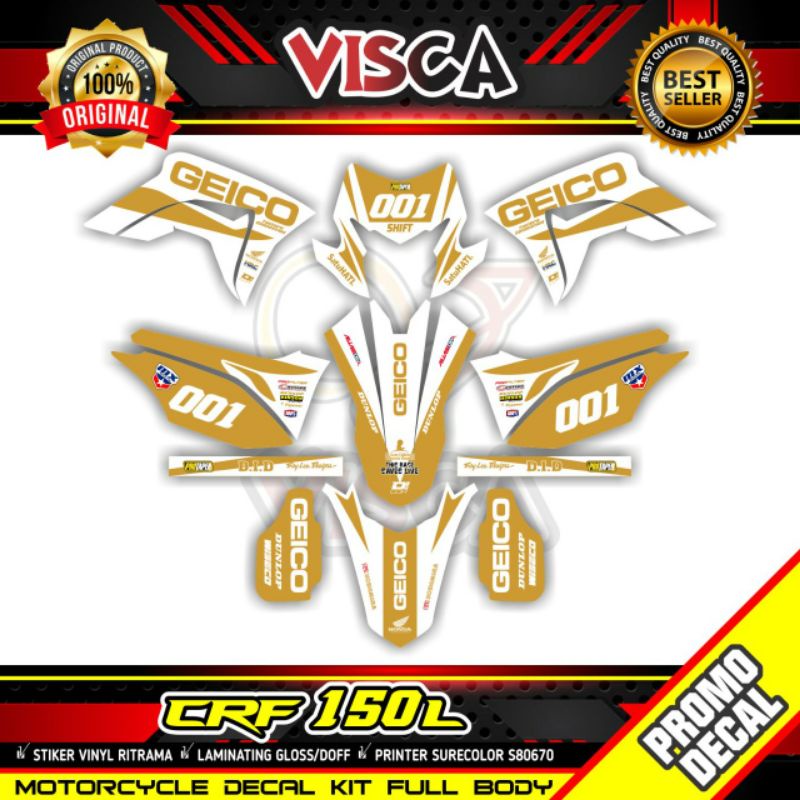 STICKER DECAL FULL BODY HONDA CRF 150L GOLD