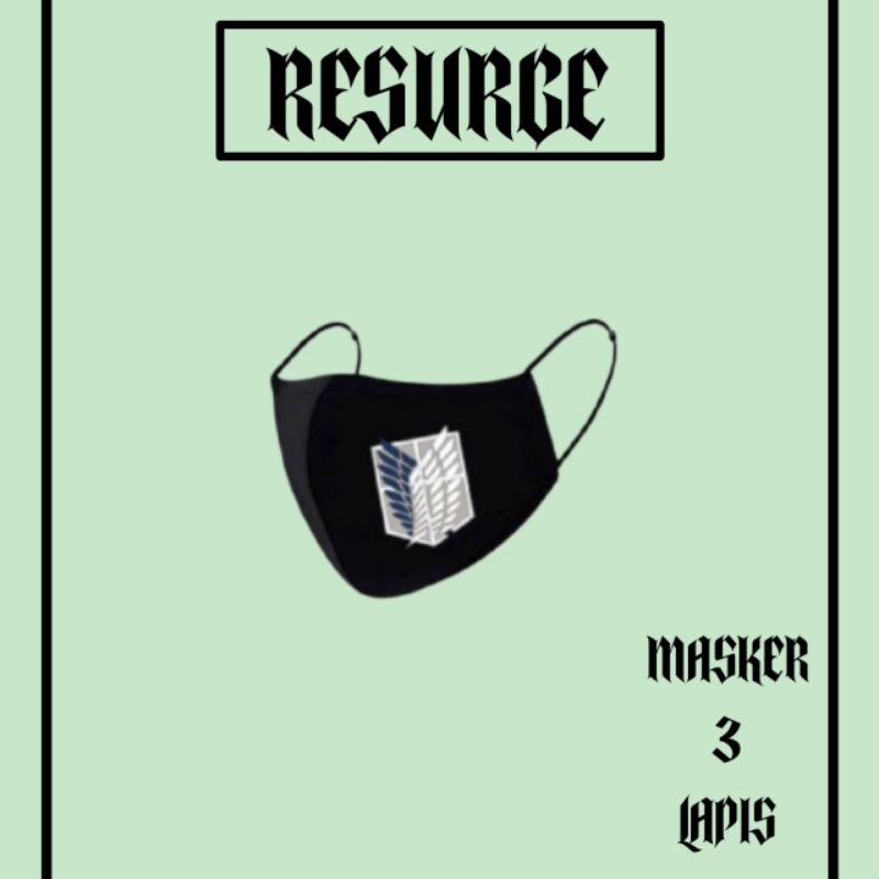 Masker AOT ATTACK ON TITAN ANIME / black 3ply Earloop headloop / pria wanita dewasa / masker hitam k