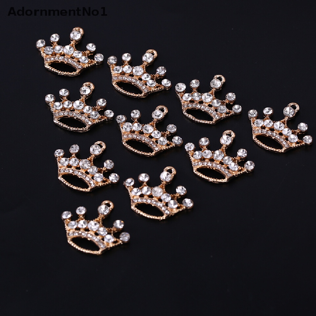 (AdornmentNo1) 10pcs / Set Liontin Mahkota Kecil Bahan Alloy Hias Kristal Untuk Membuat Perhiasan DIY