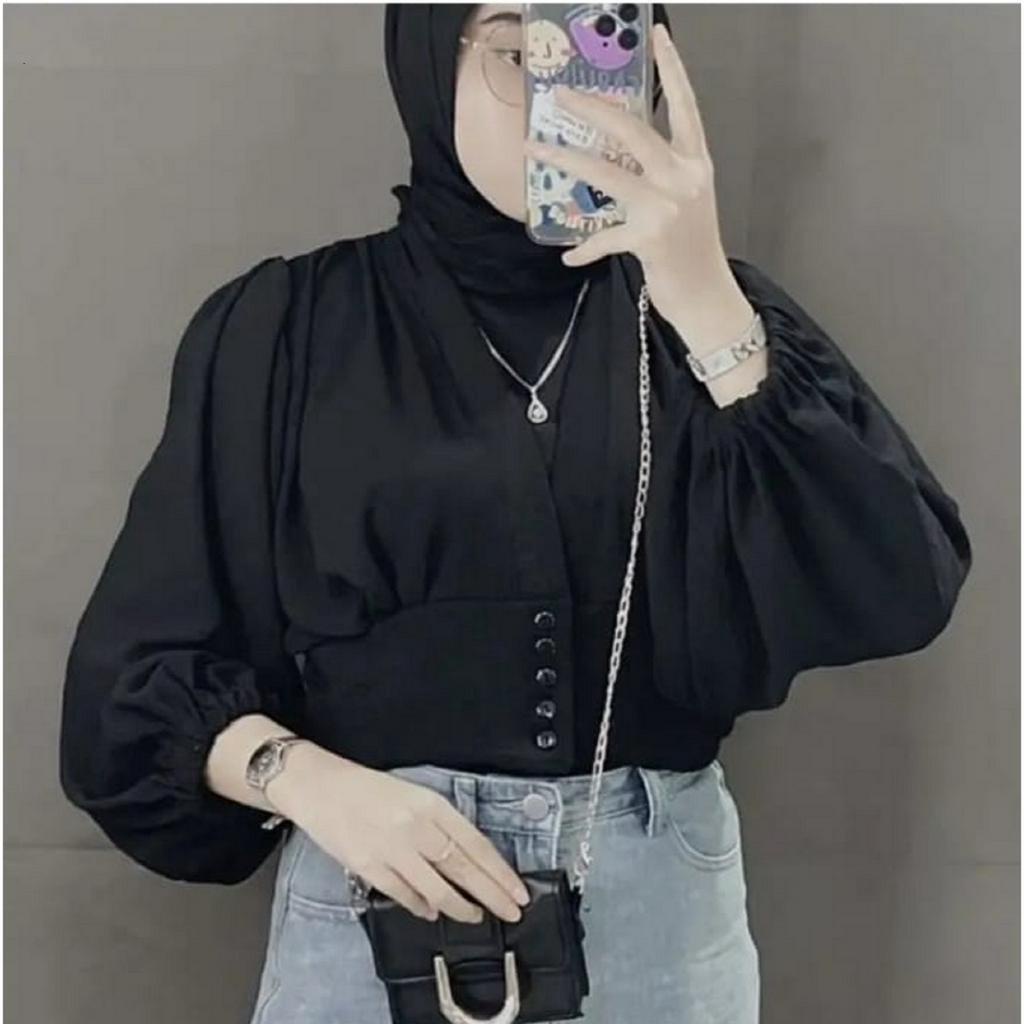 by asya TOP BLOUSE OUTER  SEMI  BIANCA BAHAN CRINCLE AIRFLOW