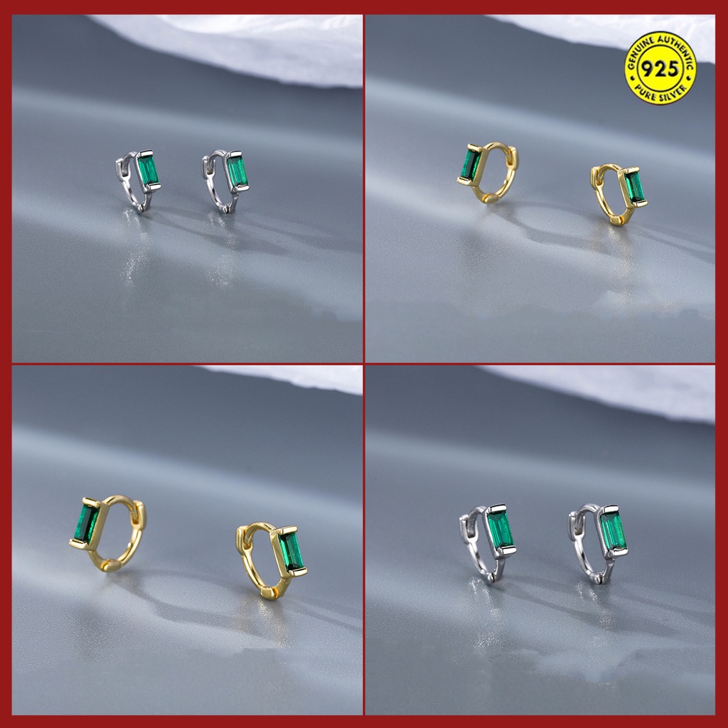 Anting Tusuk Sterling Silver 925 Desain Bunga Hijau Untuk Wanita