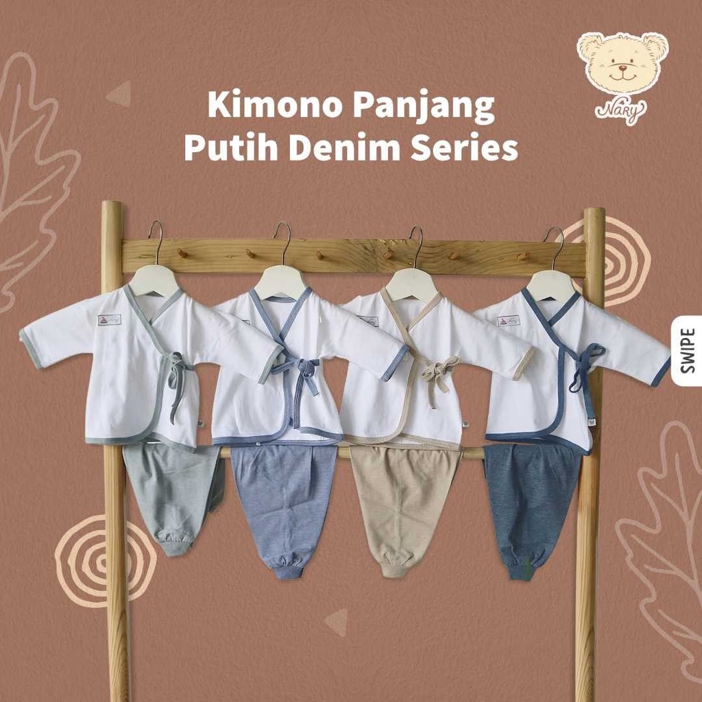 FLUFFY Paket Original Lengkap Baju Bayi (0-3 Bln) Perlengkapan Baru Lahir & Kado Bayi SNI-KIMONO NARY PJG 0-3M