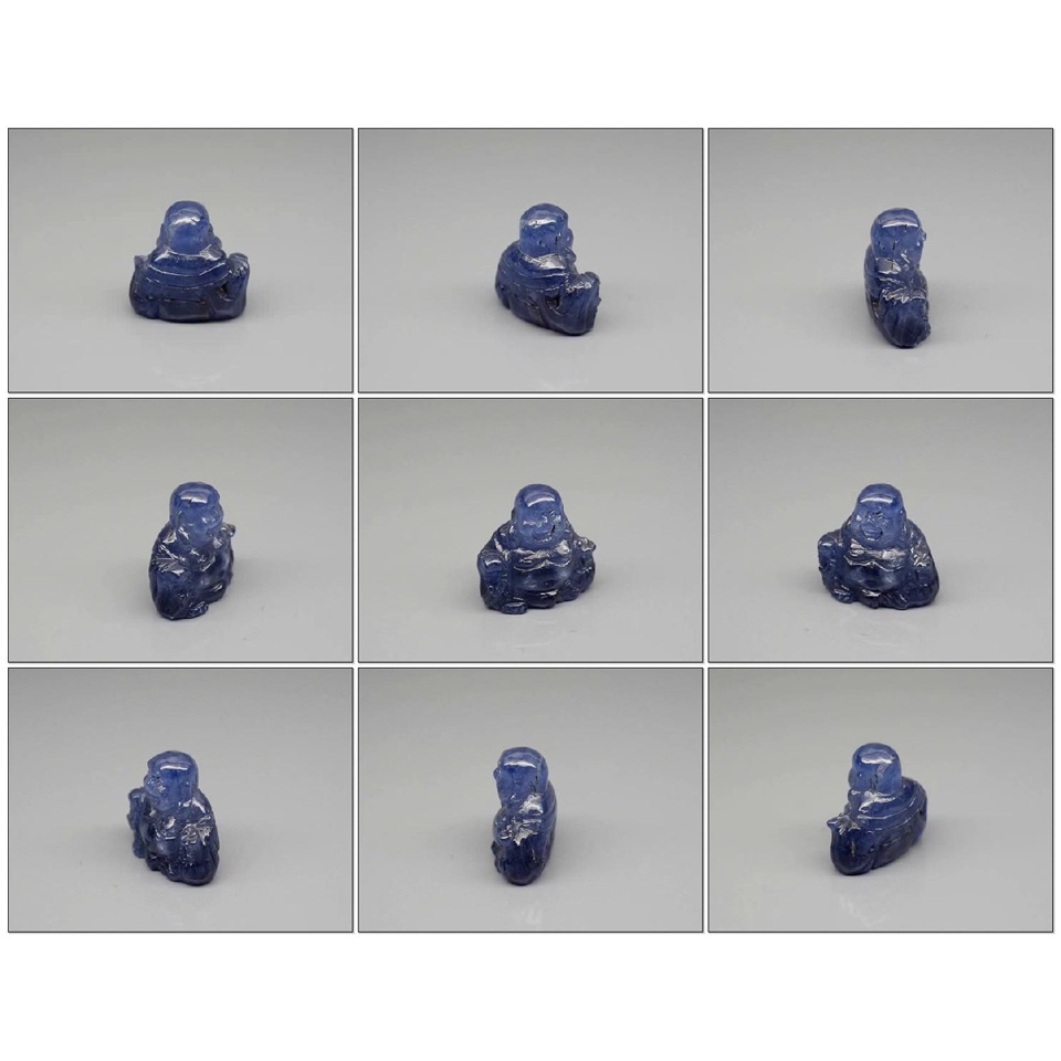 CV115 Happy Buddha Carving 19.88ct Natural Medium Blue Sapphire Madagascar - Biru