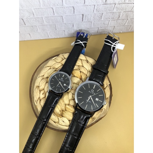 JAM TANGAN PRIA WANITA COUPLE ALFA 55035L silver hitam dalm hitam ORIGINAL 1000%