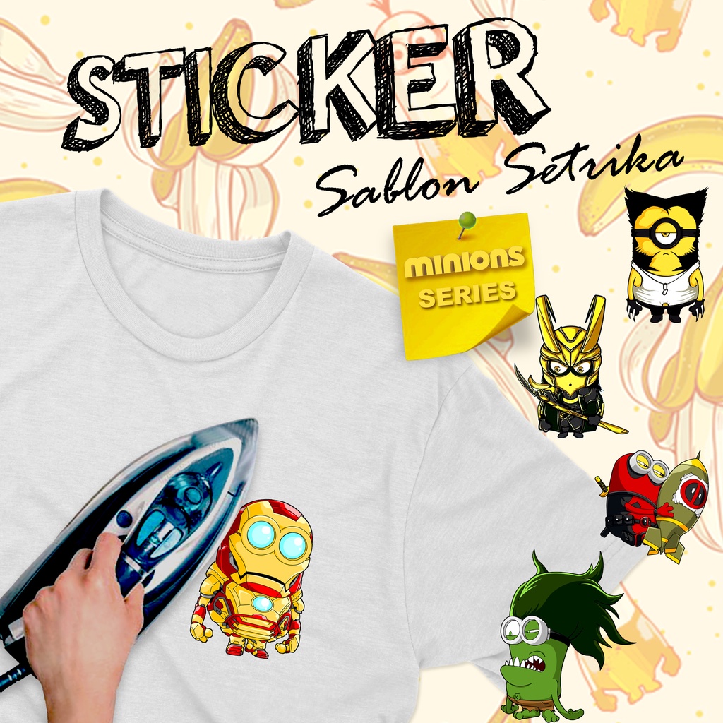 STICKER SABLON SETRIKA GOSOK STICKER KAOS STIKER TAS STIKER BAJU MINIONS SETRIKAAN