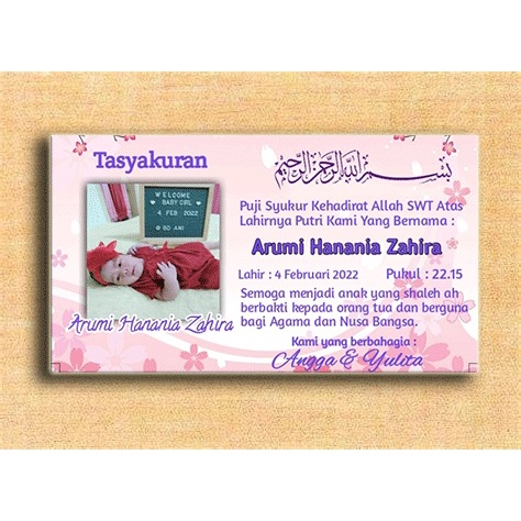 Jual KARTU UCAPAN AQIQAH, TASYAKURAN CARD, TASYAKURAN KELAHIRAN ANAK ...