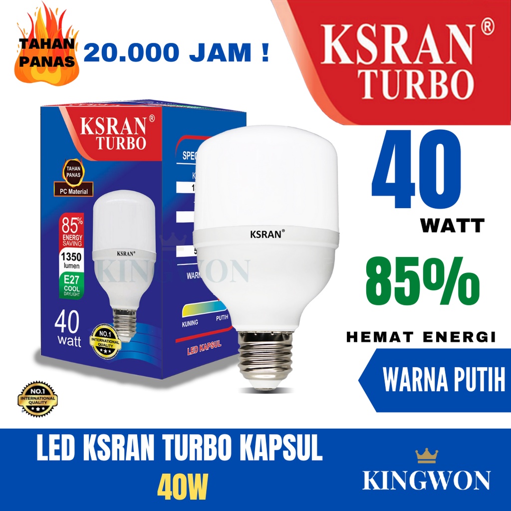 KSRAN Lampu LED 40 Watt TURBO Putih KAPSUL