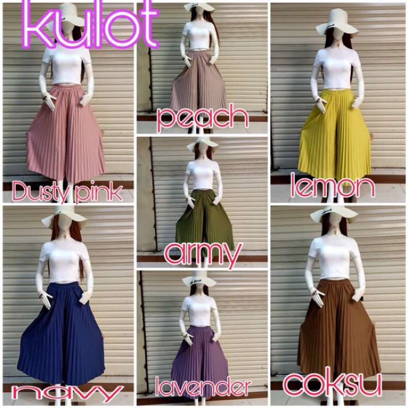 Celana plisket kulot bahan polyester