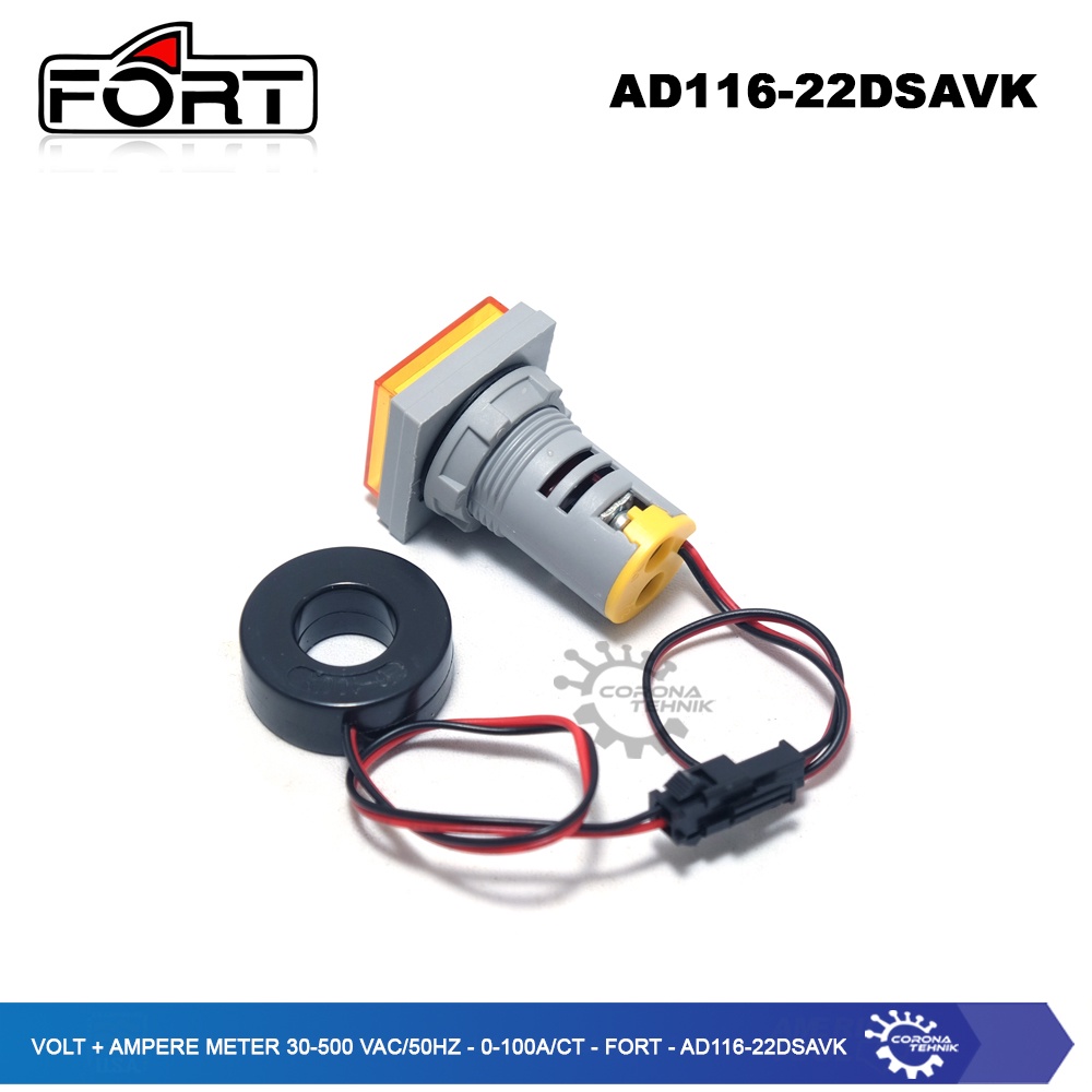 Fort - AD116-22DSAVK - Volt + Ampere Meter 30-500 VAC/50Hz - 0-100A/CT