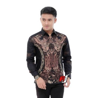Batik Pria Lengan Panjang Premium BATIK AZMIL HRB026 motif KERATONAN Kode 002 size M L XL XXL