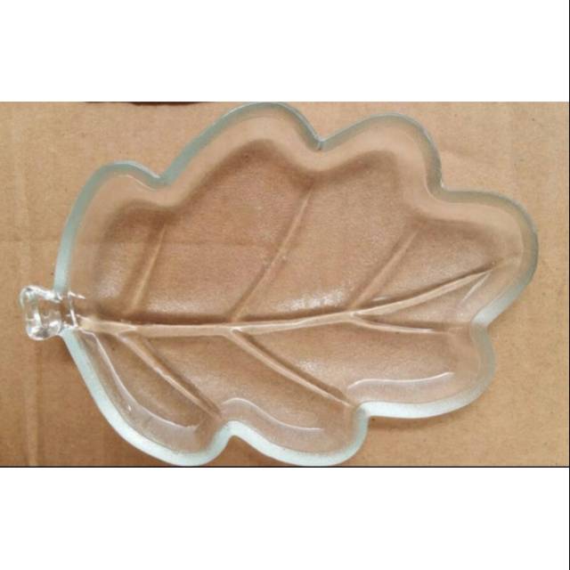 Piring Kaca Lepek Daun Leaf / Piring Kaca Souvenir