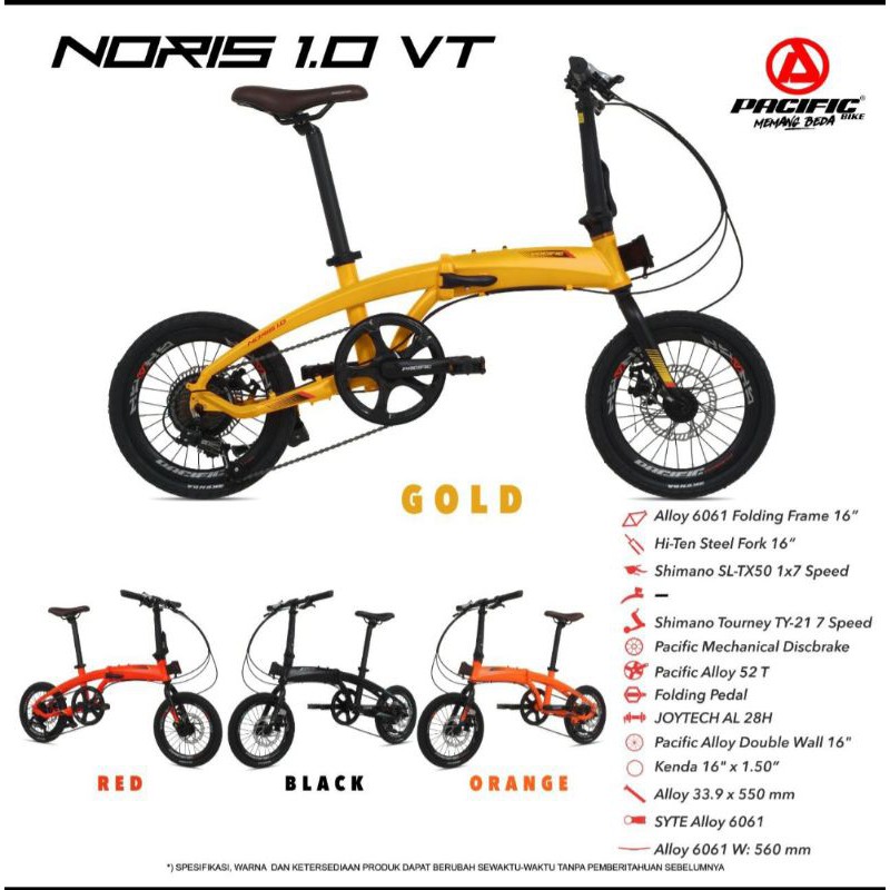 Sepeda lipat 16 inch Pacific Noris 1.0 VT