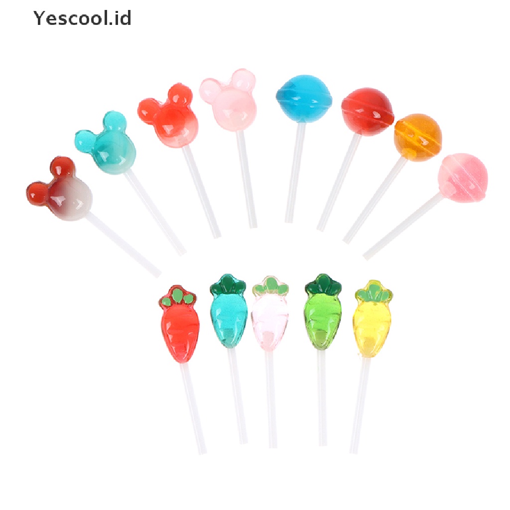 (Yescool) 5pcs / Set Mainan Lolipop Mini Bahan Resin Untuk Aksesoris Rumah Boneka