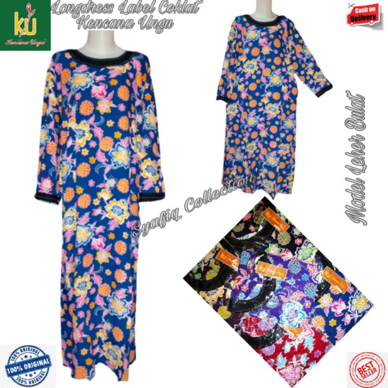 

Longdres Kencana Ungu Leher Bulat Label Coklat
