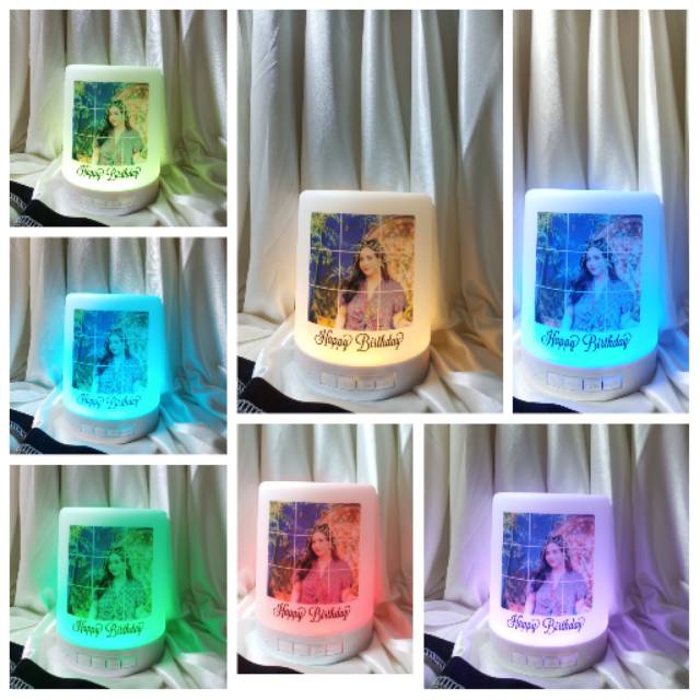 SEHARI JADI Speaker custom foto bluetooth + lampu LED hias kamar tidur hadiah kado gift hampers cust