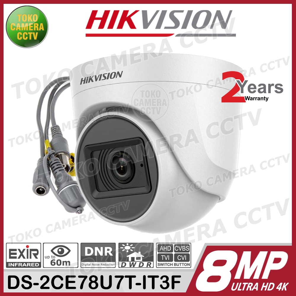 KAMERA INDOOR HIKVISION DS-2CE78U7T-IT3F 8MP 4K BODY METAL LOW LUX