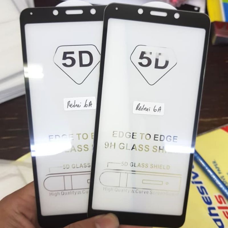 Tempered Glass Xiaomi Redmi 6A Full Cover Warna 5D / 6D / 9D  - Hitam