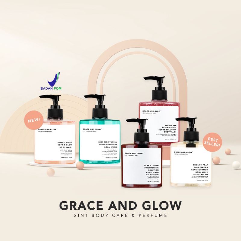 GRACE&amp;GLOW Body Wash | Black Opium | Peony Blush | Miss Moisture | Rouge 540 | English Pear &amp; Freesie Anti Acne Solution